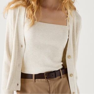 Uniqlo washable ribbed knit camisole M natural